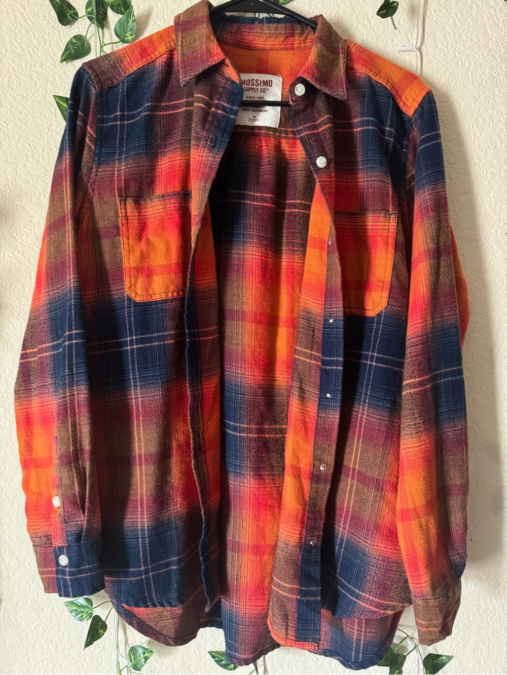 Mossimo Supply Co. Plaid Flannel Shirt - Orange & Navy